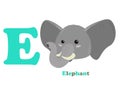 The letter e an elephant english children alphabet